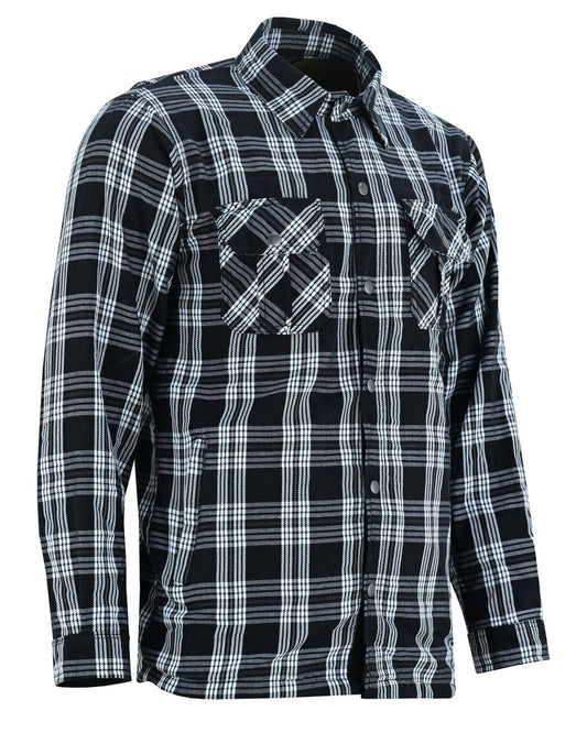 Checkered Champ Men's Black and White Armored Flannel Shirt Daniel Smart Manufacturing