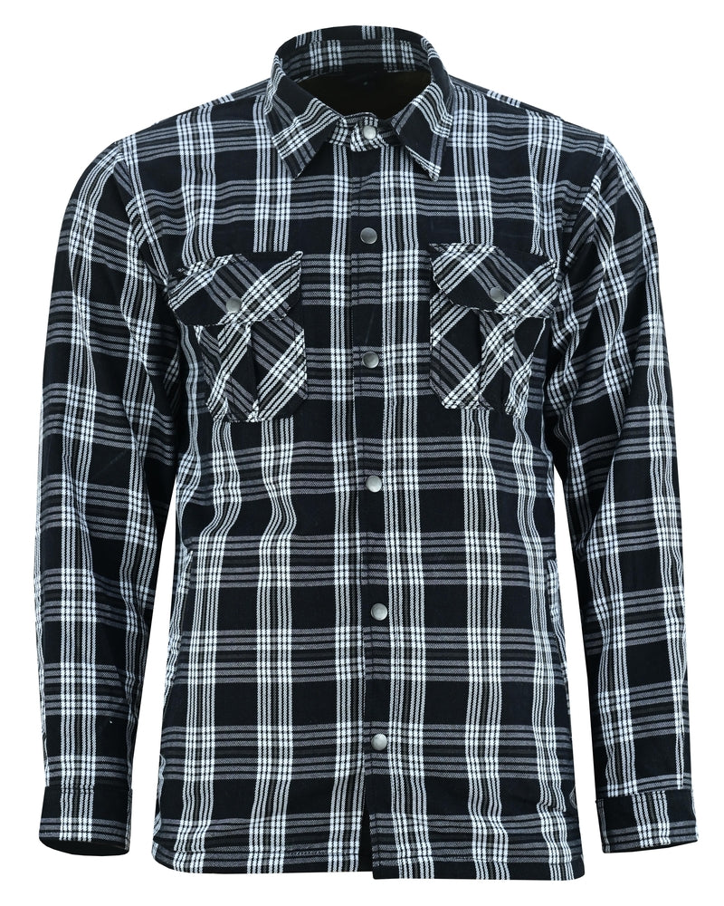 Checkered Champ Men's Black and White Armored Flannel Shirt Daniel Smart Manufacturing