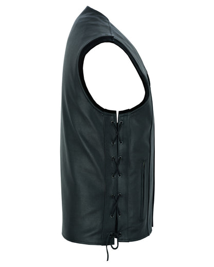 DS161TALL Men's Tall Classic Tapered Bottom Biker Leather Vest