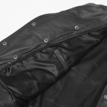 Shadow Queen Women's Black Fashion Leather Jacket with Ribbed Accents