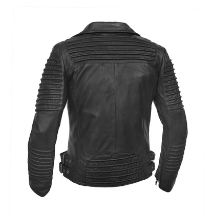 Shadow Queen Women's Black Fashion Leather Jacket with Ribbed Accents