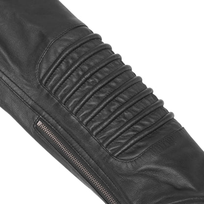 Shadow Queen Women's Black Fashion Leather Jacket with Ribbed Accents