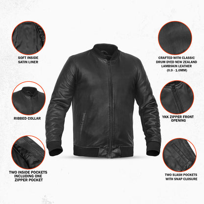 Lancer™ Men's Leather Bomber Motorcycle Jacket